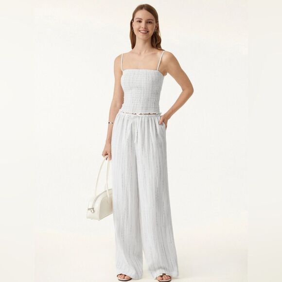 NWT OGL Summer Classic Striped Wide Leg Pants with Pockets - Off Black Stripe - Picture 11 of 11